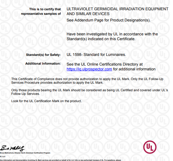 UL GERMICIDAL CERT | Hospital and F&B Cleaning & Sanitising. Simplified.
